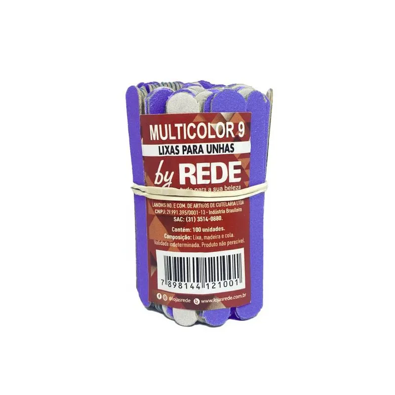Mini Lixa By Rede Multicolor Com 100 Unidades