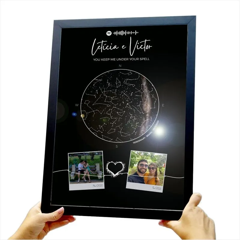 Quadro Decorativo Estrelas + Polaroid - A3 Vidro