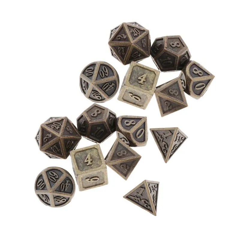 2 Conjuntos De Dados De Metal Poliédrico Para Escala De Dragão Dnd