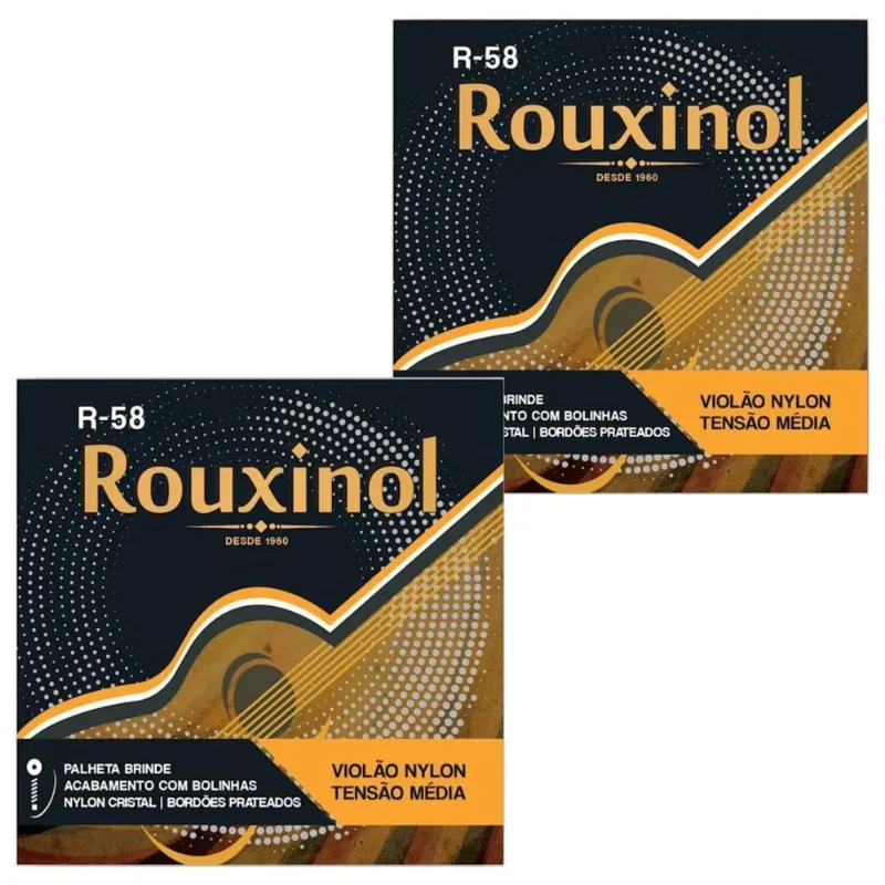 Kit 2 Encordoamento Violão Nylon Rouxinol Tensão Média R58