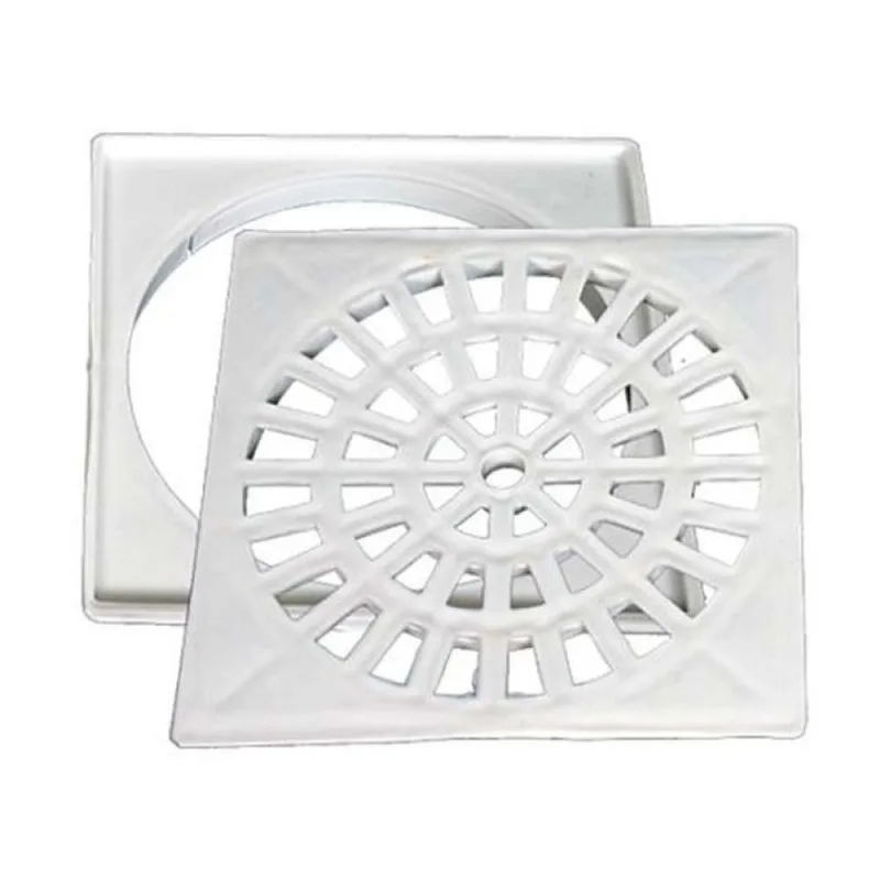 Grelha Quadrada 150mm Branca c/ Suporte para Caixa Sifonada - Polietileno