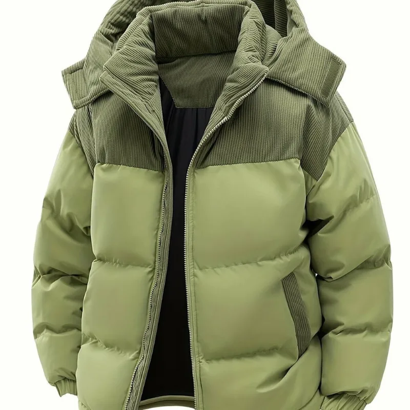 Jaqueta Masculina De Inverno Com Capuz E Bolsos Elashopp Verde G