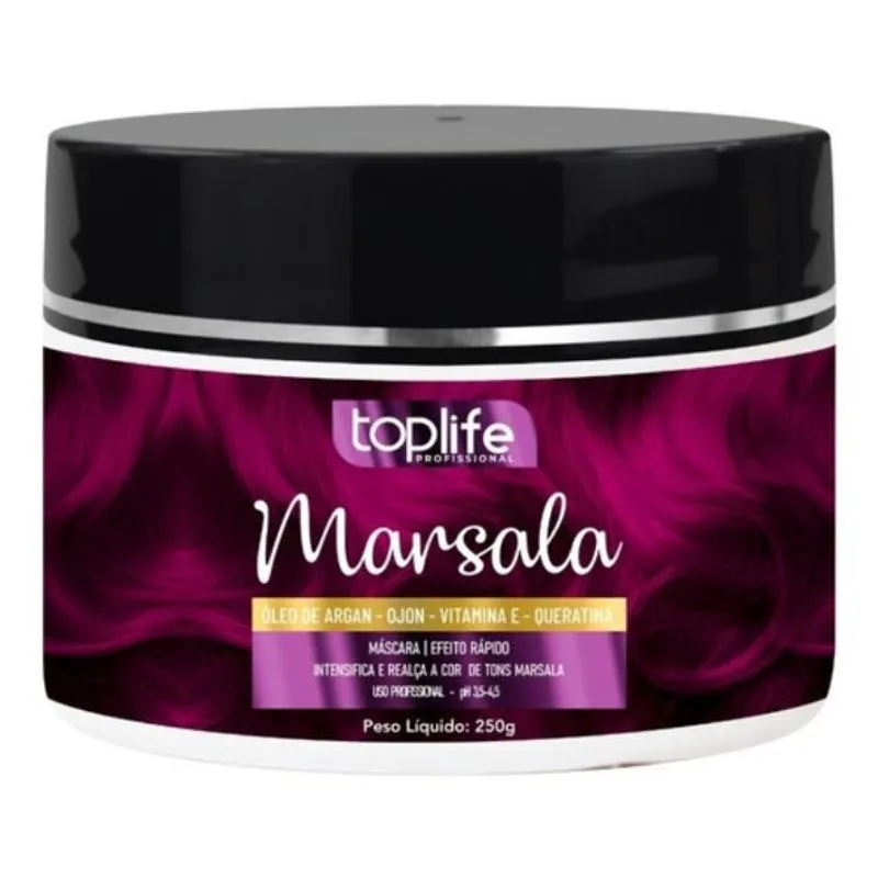 Máscara Capilar Matizadora e Tonalizante Marsala Toplife 250gr