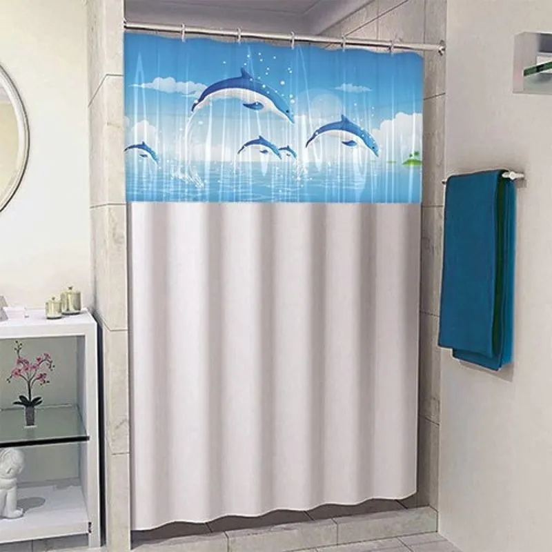 Cortina para box estampa golfinhos 138 x 200cm