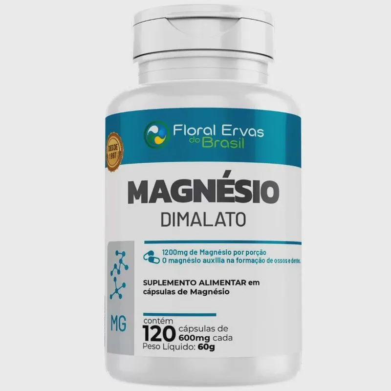 Magnésio Dimalato - (120 Capsulas) - Floral Ervas do Brasil