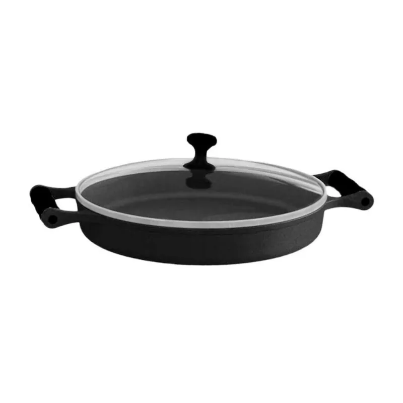 Frigideira 93796-LB Alumínio 2,5L 28cm com Alças de Silicone e Tampa de Vidro Preto Libaneza