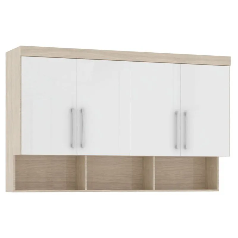 Armário Ponte Casal 4 Portas 167cm Smart 131 Crema/Branco - Eucamóveis