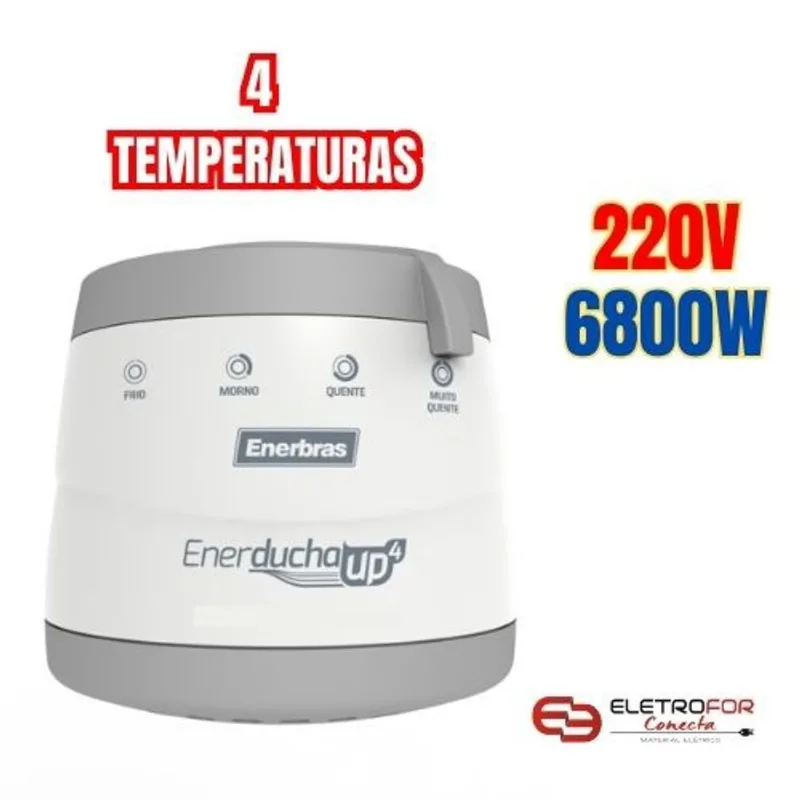 Enerducha 4T 6800W prata 220V enerbras ducha eletrica compativel com aquecimento solar