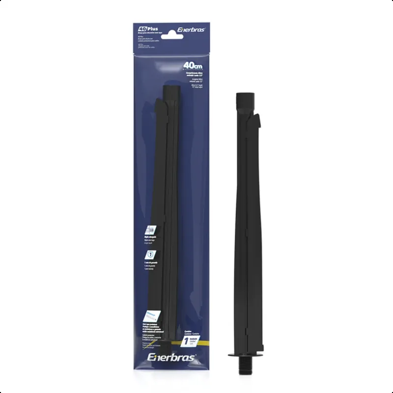 BRACO CHUVEIRO ENERBRAS C/ ALOJAMENTO 40CM - PRETO na Eletro Paulista