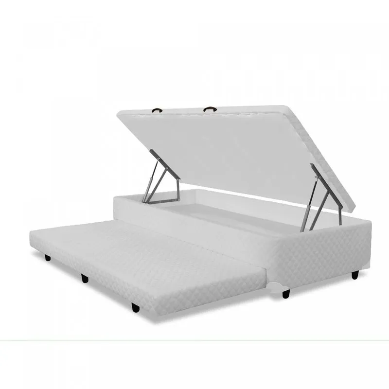 Base Box Bipartido 37cmx96cmx203cm com Baú Itaflex MGA Colchões Branco