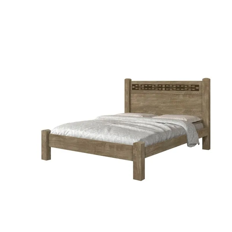 Cama Casal Raissa Noce com Aplique Castanho