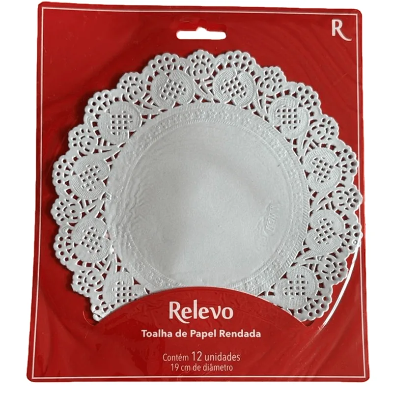 Toalha de Papel Rendada Redonda 19cm 12 Unidades RELEVO TOALHA RENDADA REDONDA 19CM 12UN 709-12V NEVINE