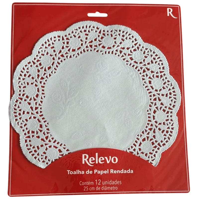 Toalha de Papel Rendada Redonda 25cm 12 Unidades RELEVO TOALHA RENDADA REDONDA 25CM 12UN 714-12V NEVINE