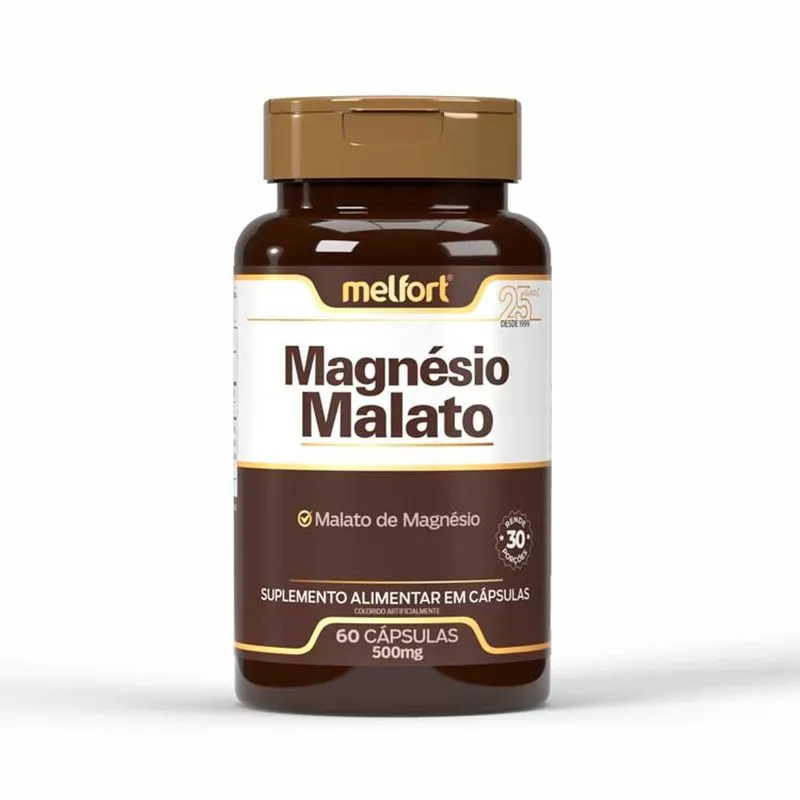 Magnésio Malato 500mg 60 Cápsulas - Melfort