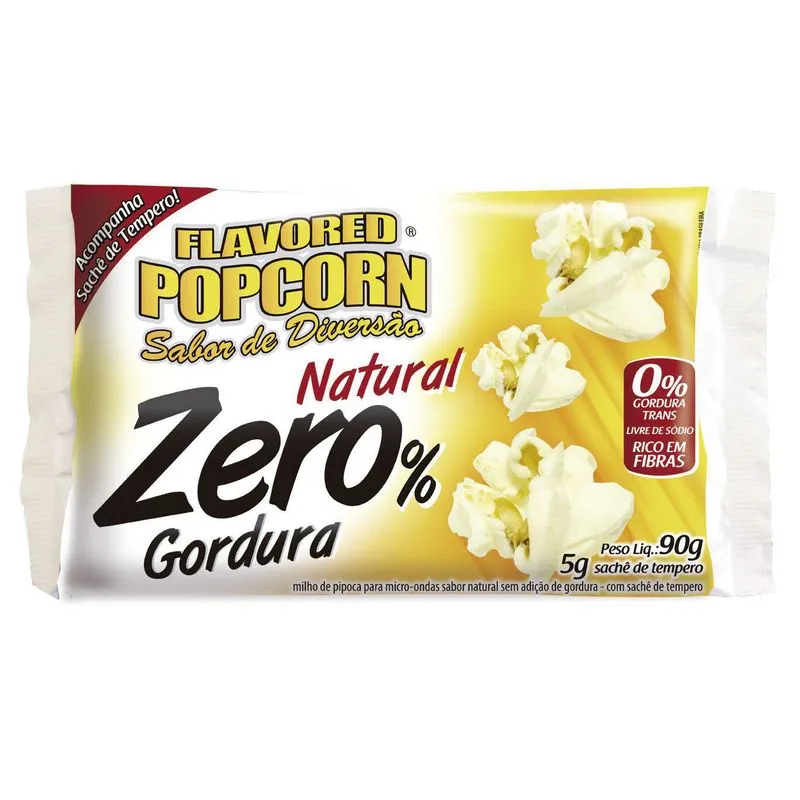 Popcorn Micro-ondas Zero % Gordura Com Sachê Sabor Natural