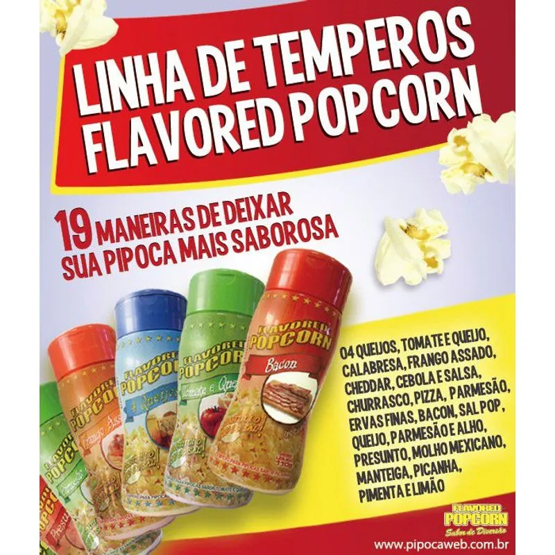 Combo Hollywood 21 Temperos P/ Pipoca - Todos Os 21 Sabores.