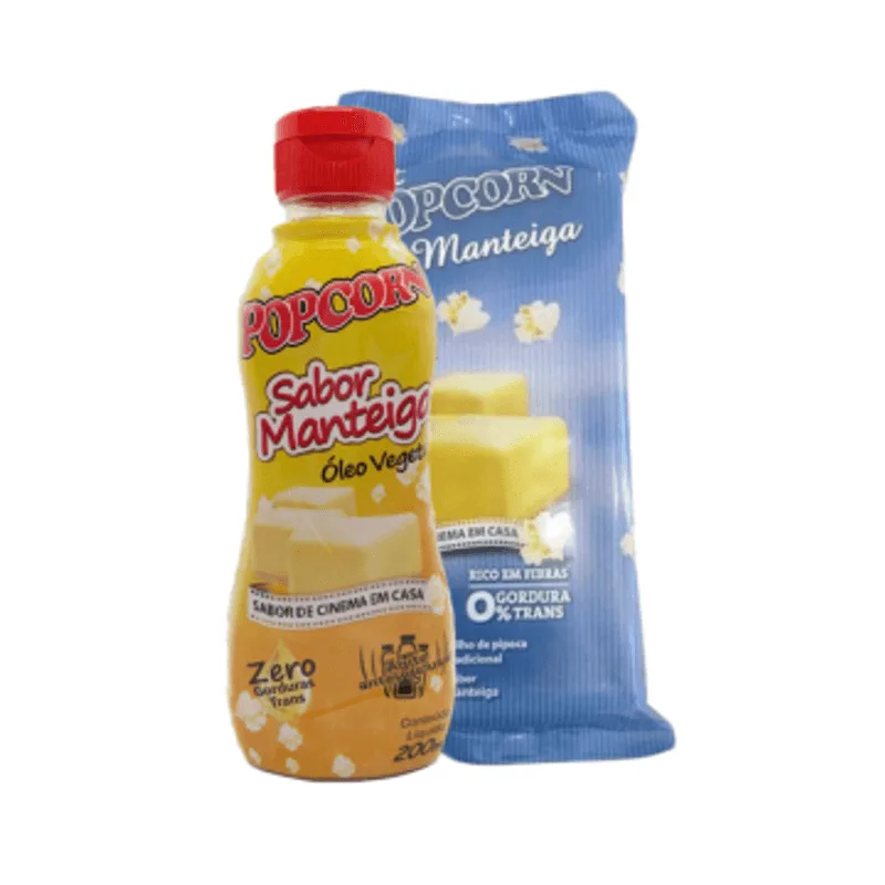 Pipoca + Tempero Manteiga + Óleo Vegetal De Manteiga