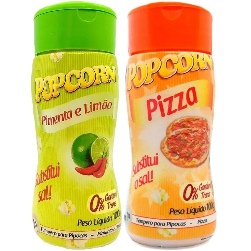 Temperos Pipoca Caixa 12 Frascos 6 Pizza E 6 Pimenta E Limão