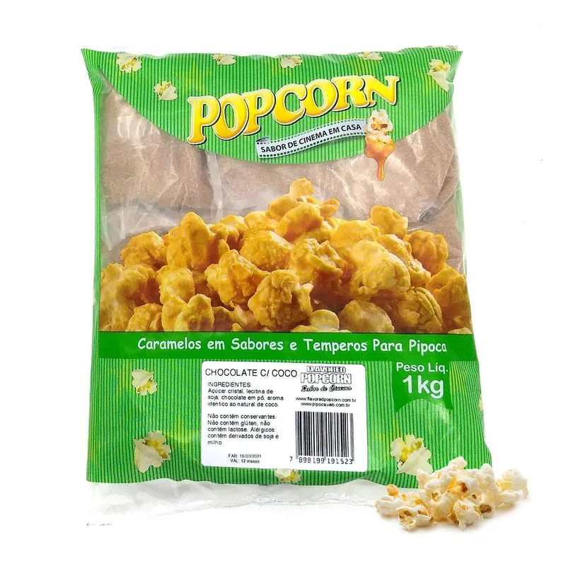Caramelos Para Pipoca Doce - Sabor Chocolate - 1kg