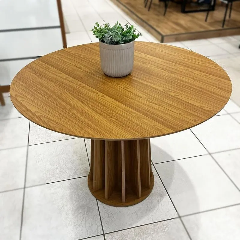 Mesa De Jantar Linha Nature 4 Lugares Redonda Mdf Freijó Dalla Costa Móveis - OUTRAS MARCAS