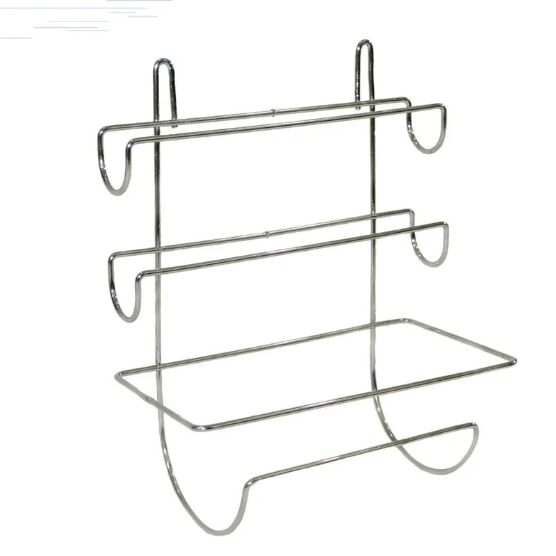 Suporte Triplo para Rolos Papel Toalha, Aluminio e Filme - Cromado