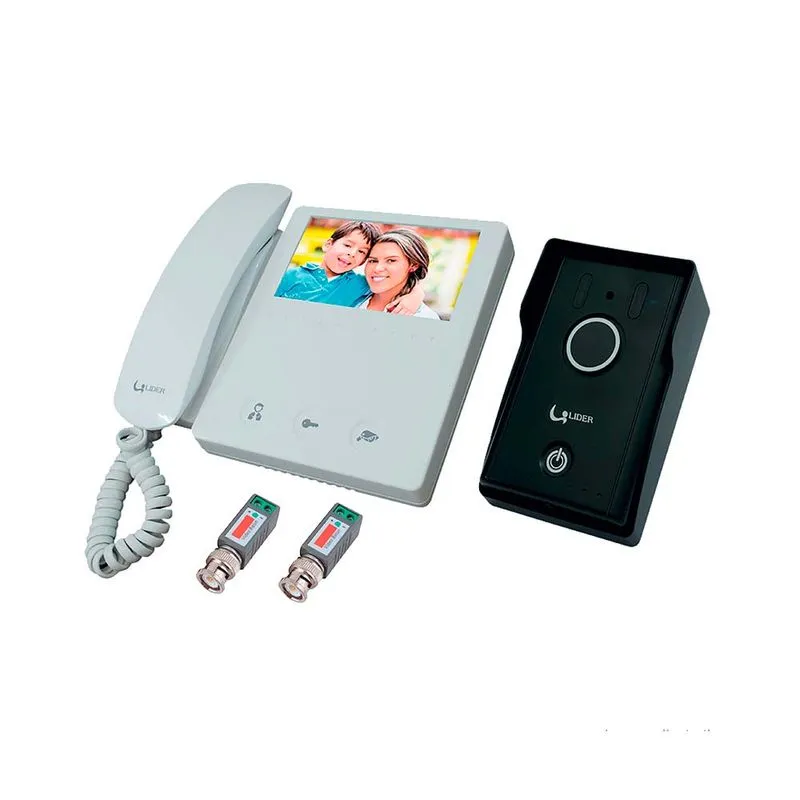 Vídeo porteiro 4.3" LR 4301 com par de baluns slim touch e bivolt automático Líder