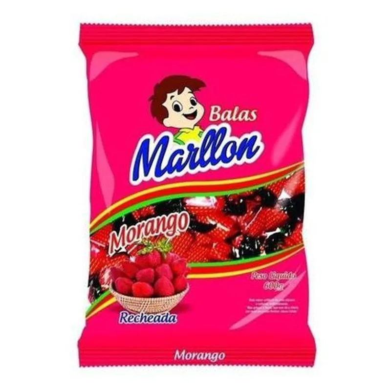 Bala Polpa Morango 600g Marllon