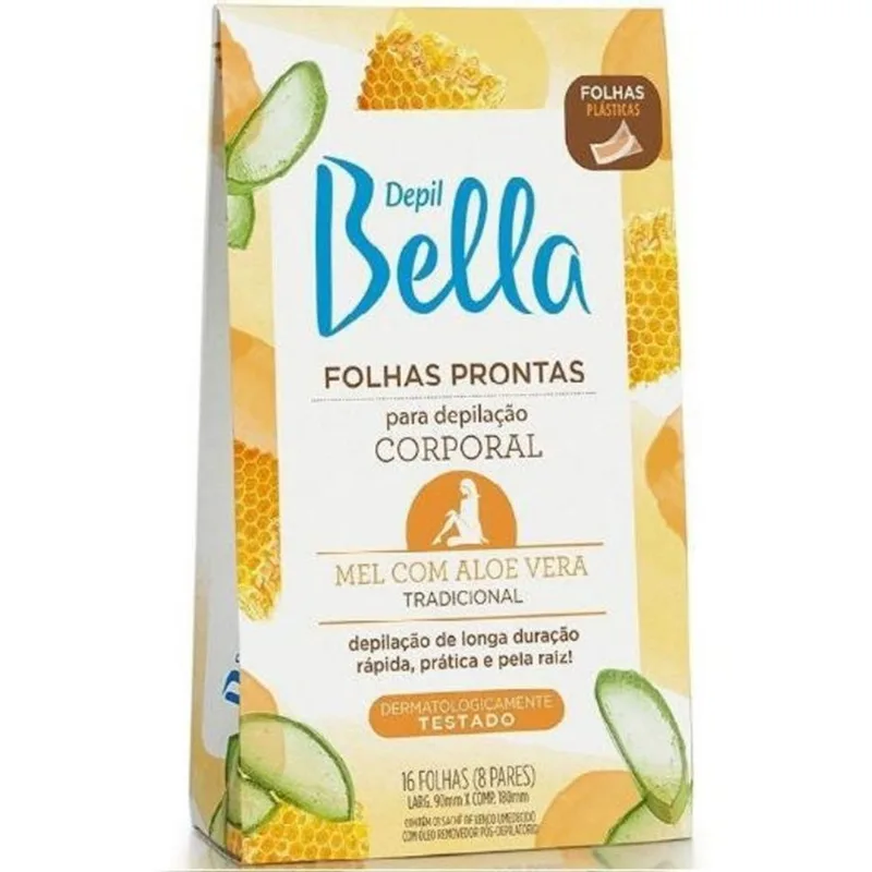 Kit 6 Folhas Prontas Corporal Mel Com Aloe Vera Depil Bella