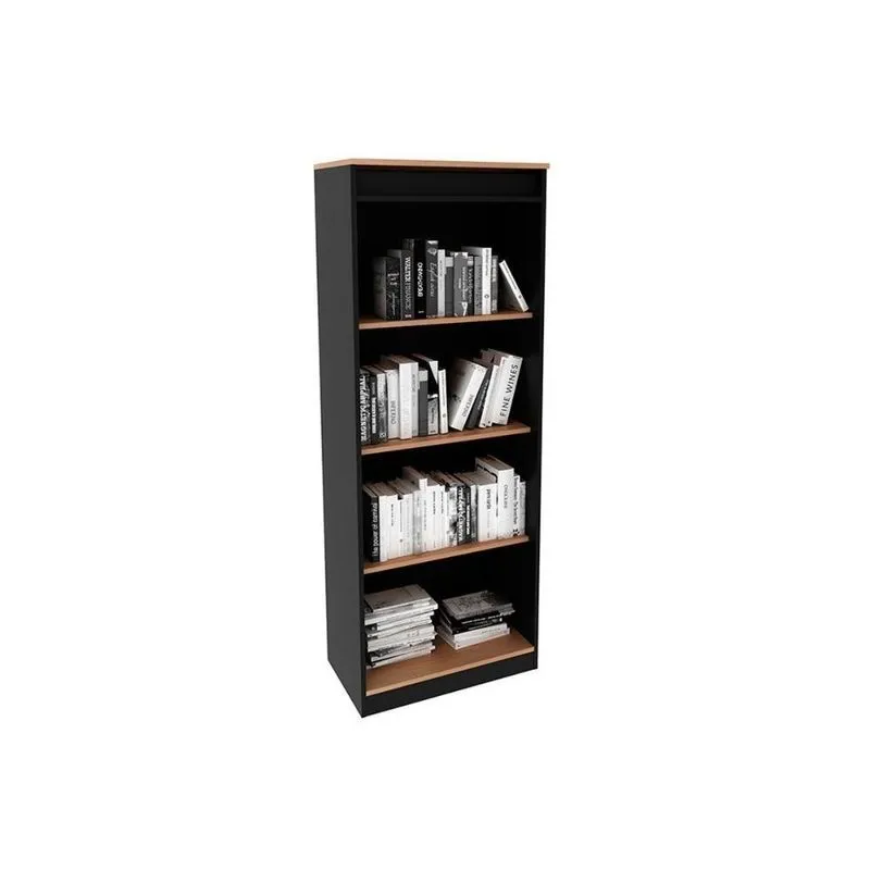 Estante De Escritório Me4150 C- 3 Prateleiras Amêndoa-preto - Tecno Mobili