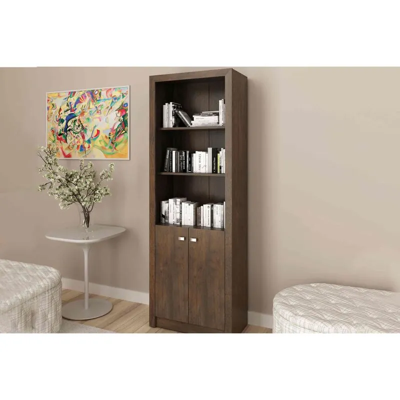 Estante Livreiro Solteiro ME4110 c/ 2 Portas e 3 Prateleiras Rústico - Tecno Mobili