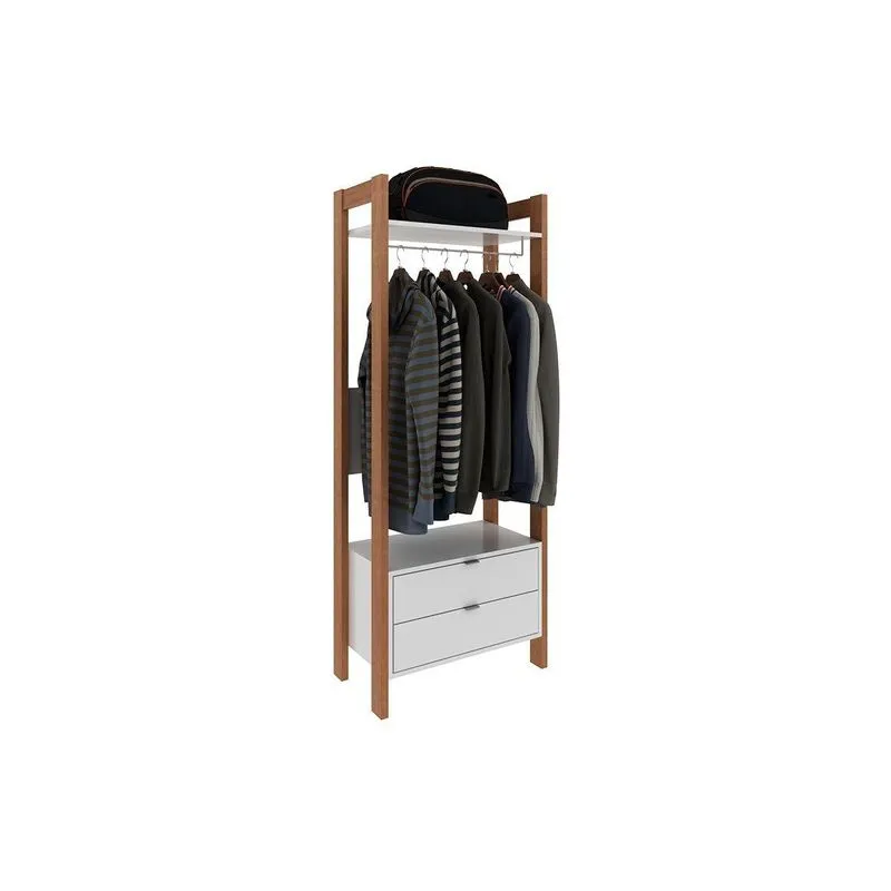 Guarda Roupa Closet Modulado Az1011 C/ 2 Gavetas E 1 Prateleira Cor Amêndoa/branco - Tecno Mobili