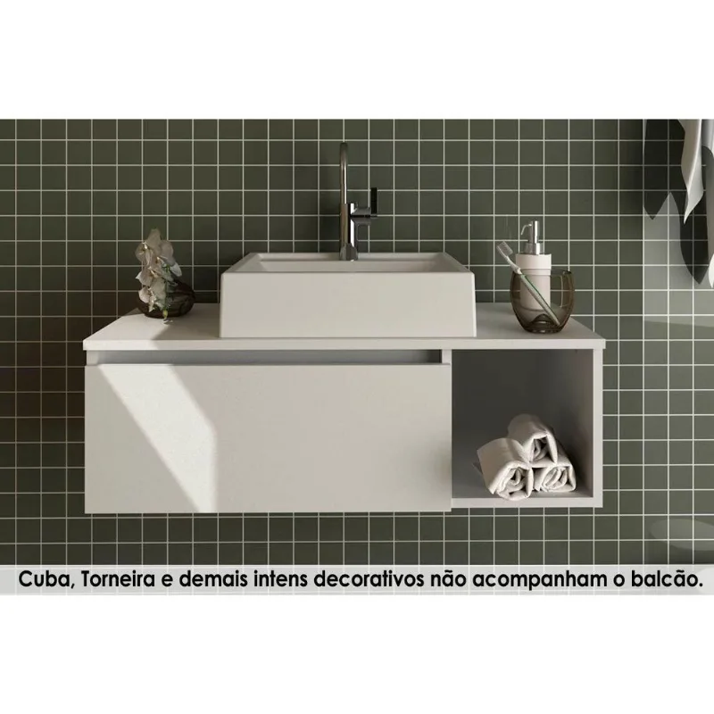 Bancada De Banheiro Suspenso Bn3601 1 Porta Cor Branco - Tecno Mobili - Tecno Mobili