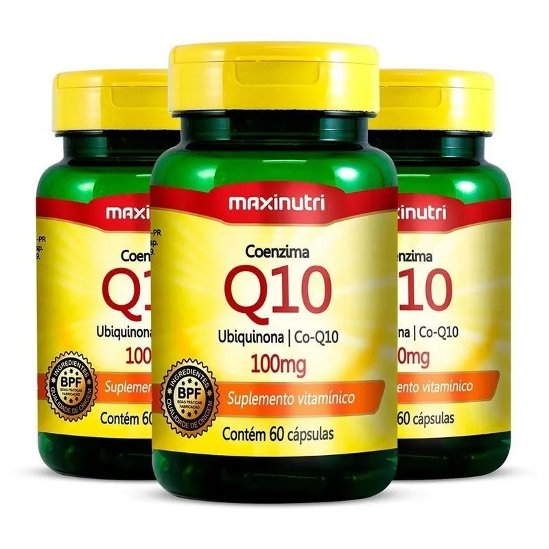 Kit 3 Suplemento Em Cápsulas Coenzima Q10 100mg 60 Un