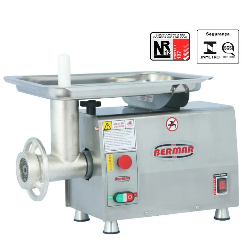 Picador moedor de Carne Boca 10 Alongada ( Carenagem em aço Inox) BM 14 NR PF 127V Bermar