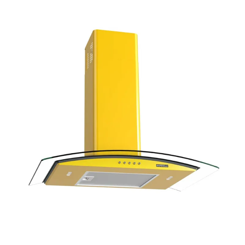 Coifa Nardelli De Parede Clean Vidro Curvo Amarela 70cm
