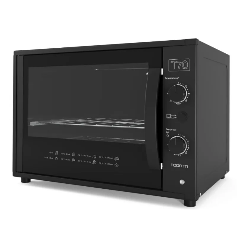Forno Elétrico De Bancada Fogatti 70l Grill Com 2 Grades E Luz Interna
