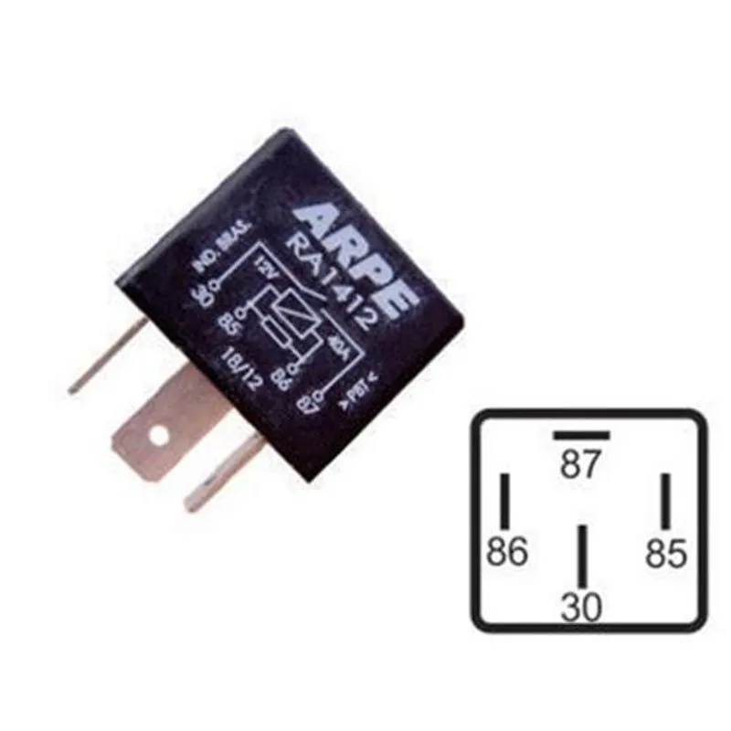 RA1412S RELÉ AUXILIAR PRETO 12V UNIVERSAL 40A 4 TERMINAIS BUZINA FARÓIS AUXILIARES AR CONDICIONADO V
