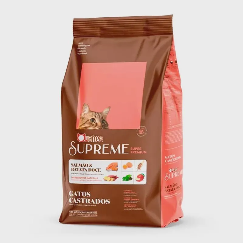 Ração Quatree Supreme Gatos Castrados Salmão e Batata Doce 3kg