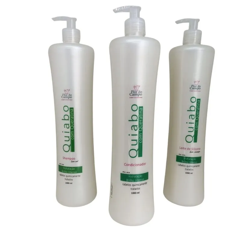 Kit Capilar Quiabo E Queratina Brilho Intenso Profissional