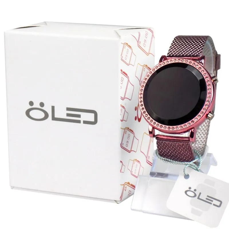 Relógio feminino silicone strass leve ajustável luxo original Rosa