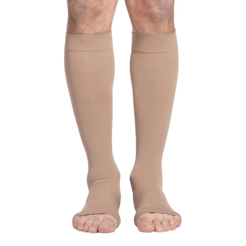 Meia Sigvaris Algodão Super Tech 30-40 mmHg 3/4 Aberta Bege Aberta / G2
