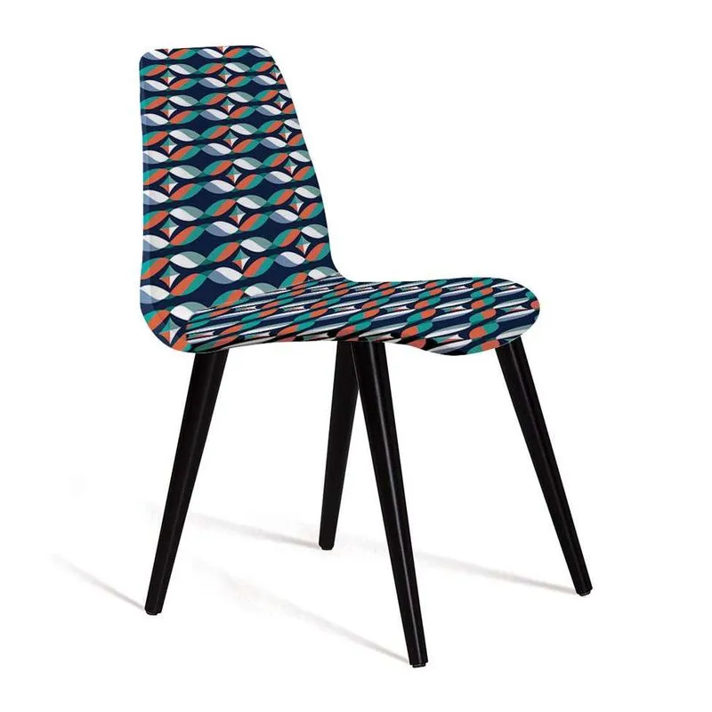 Cadeira Eames Palito Preta e Azul