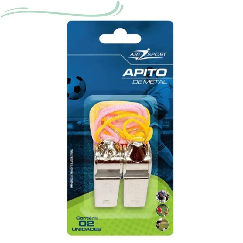 Apito De Juiz Com Cordão Metal 2 Unidades