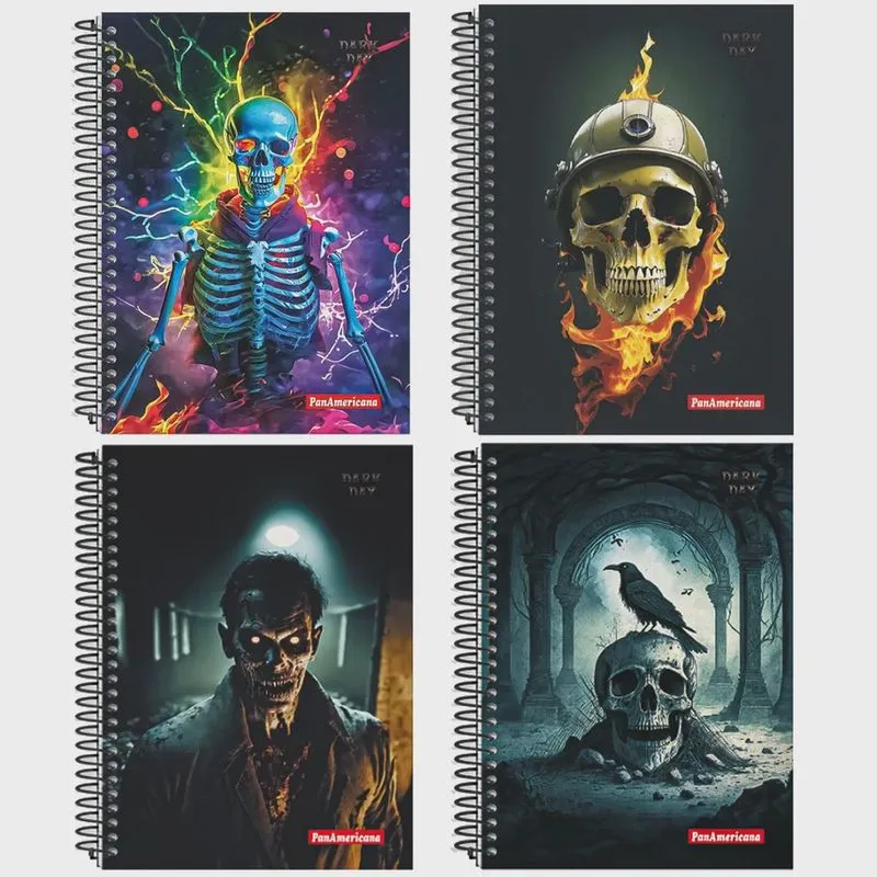 Caderno universitário 10 matérias 160 folhas Dark Day PanAmericana