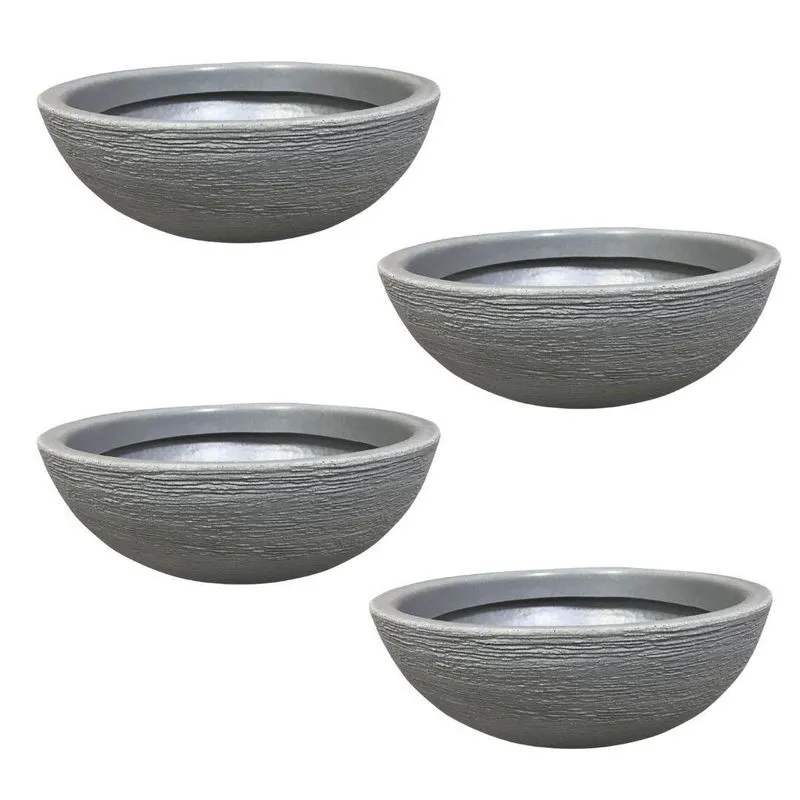 Kit 4 Bacias Para Plantas Cinza De Polietileno 32x11 Cm