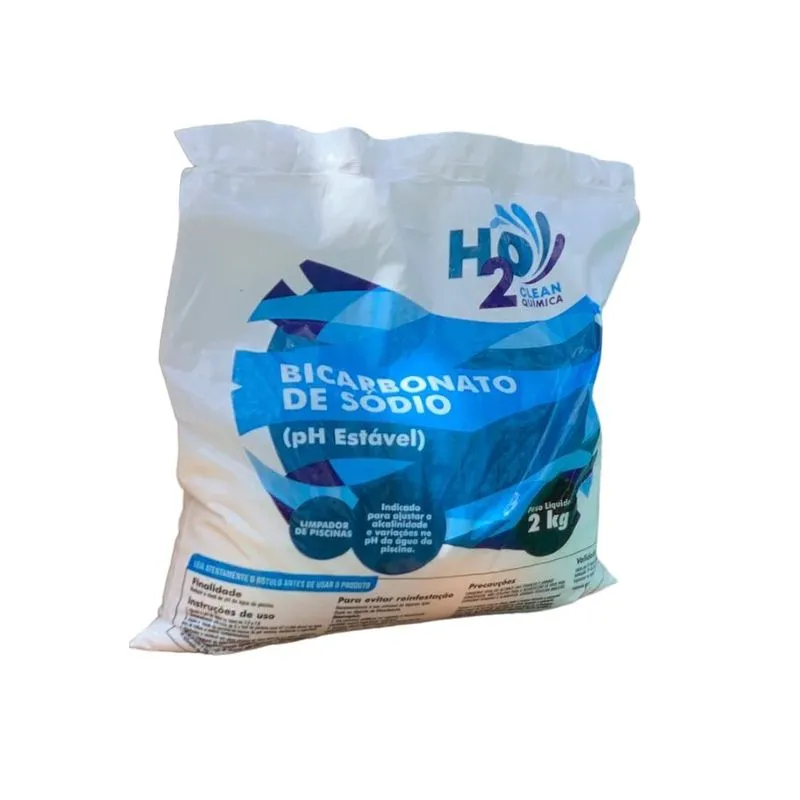 Bicarbonato De Sódio Ph Estável Para Piscina 1 Unidade 2kg H2o Clean Química