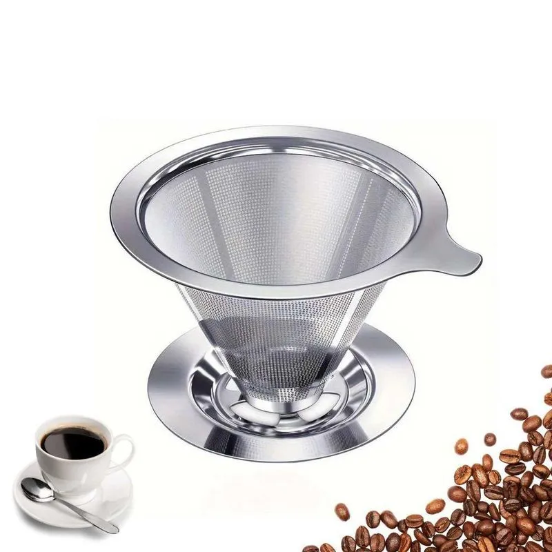Filtro Coador De Café 12cm Com Base Sem Uso De Papel N 102 Aço Inox