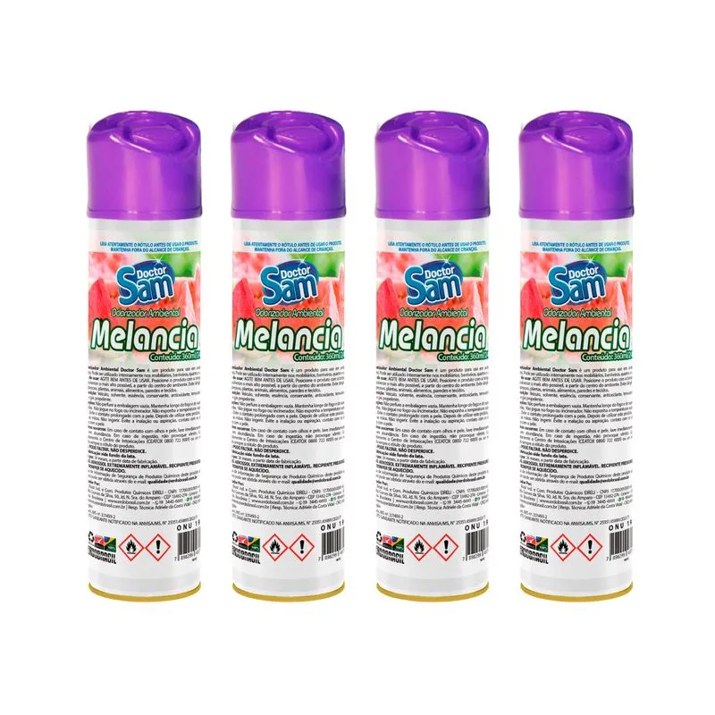 Kit C/ 4 - Odorizador Ambiental Doctor Sam - Melancia 360ml/249g