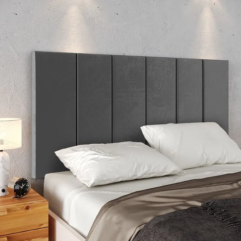 Cabeceira Suspensa Estofada Decoração Quarto Cama Box Casal King Size 1,95 Julia - Cinza Suede - Lojas rpm