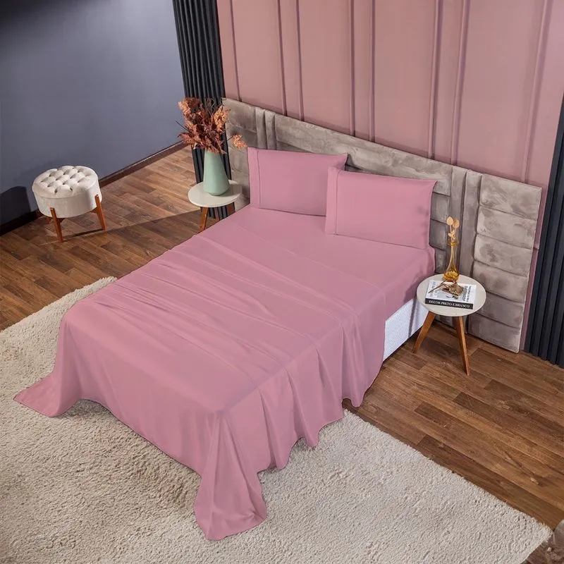 Roupa de Cama Casal 400 Fios 4 Peças 100% Toque Macio